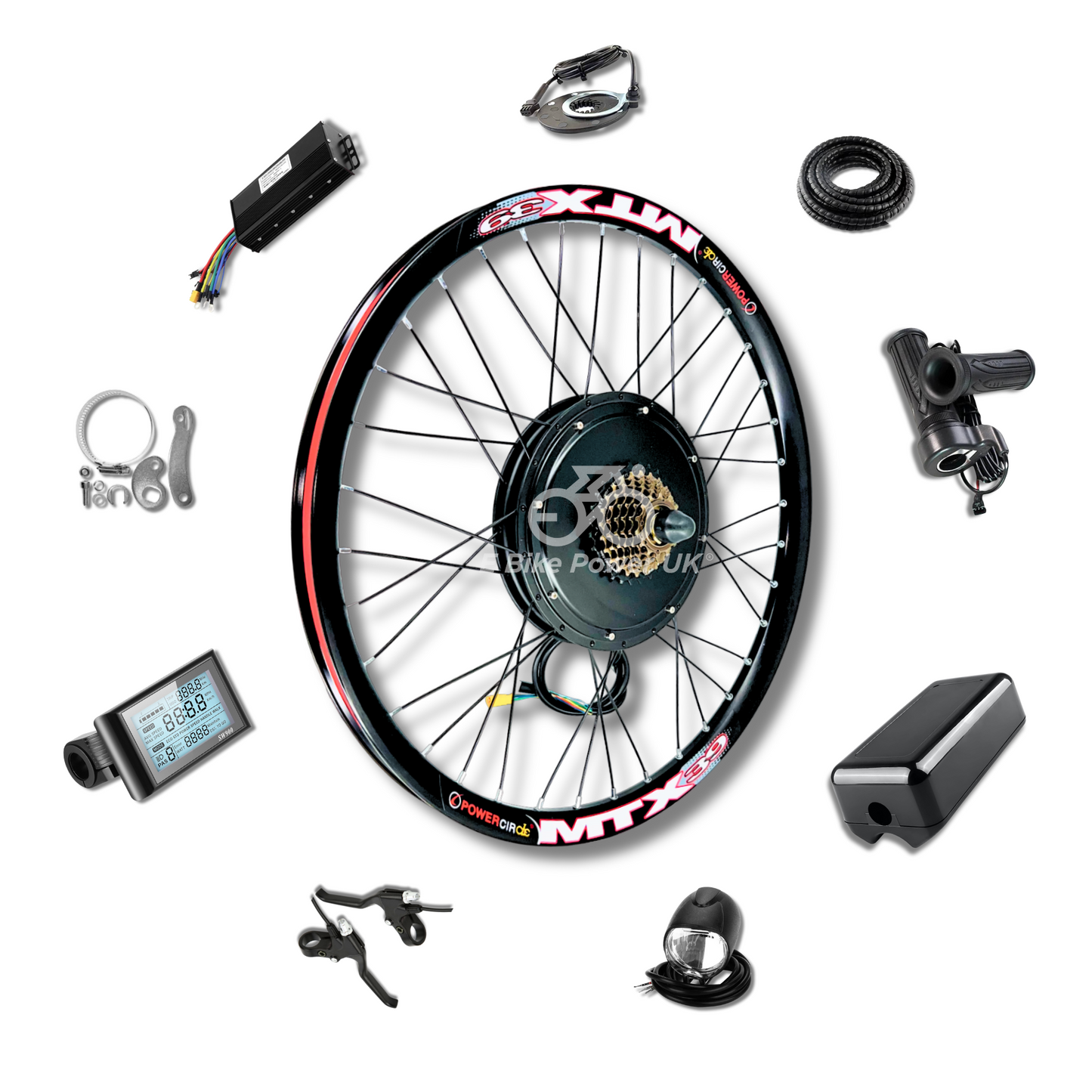 1500W E-Bike Conversion Kit SW900 Display Original MTX39 Rim Rear Wheel 7 Speed