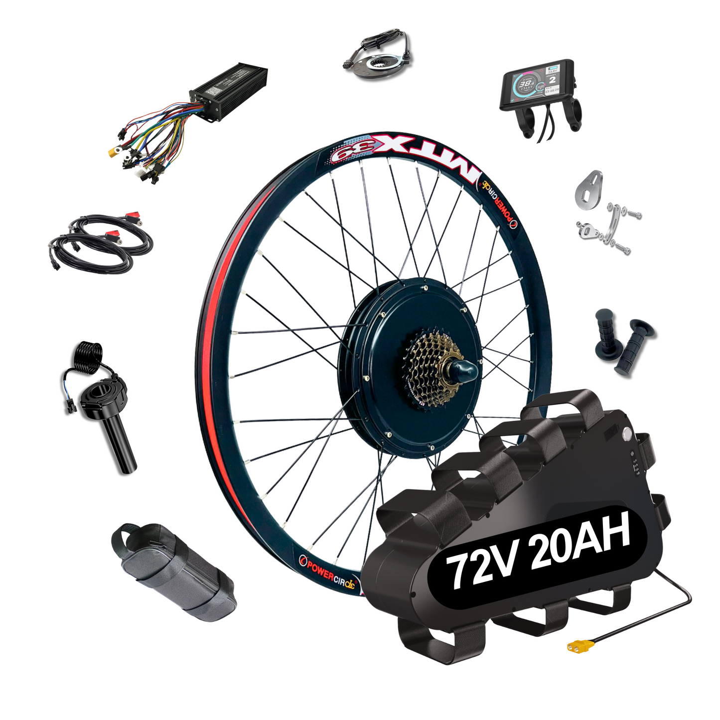 The Ultimate 2000W 72V Rear Wheel EBike Conversion Kit Original MTX39 Rim High Torque Motor