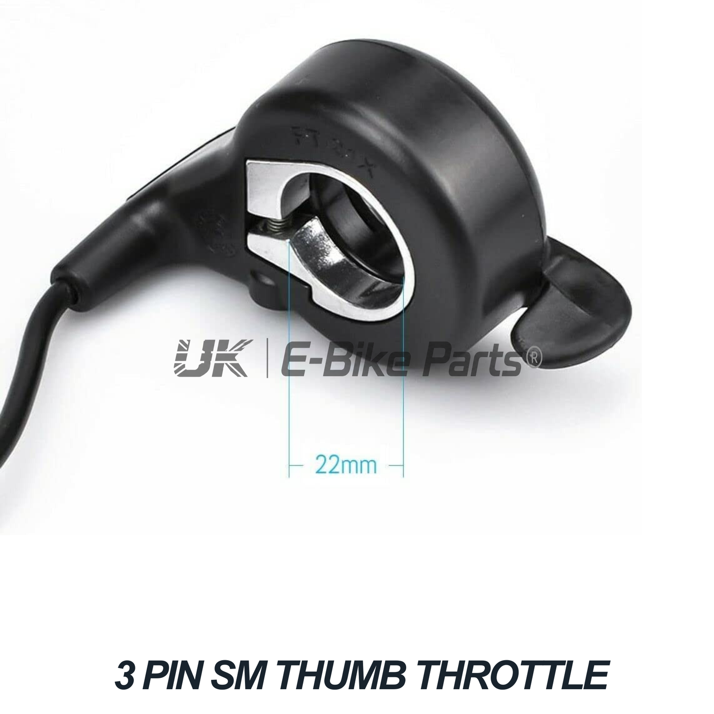 E-bike Thumb Throttle 22mm Bars SM Plug 12V/24V/36V/48V/52V/60V/72V 3000W UK