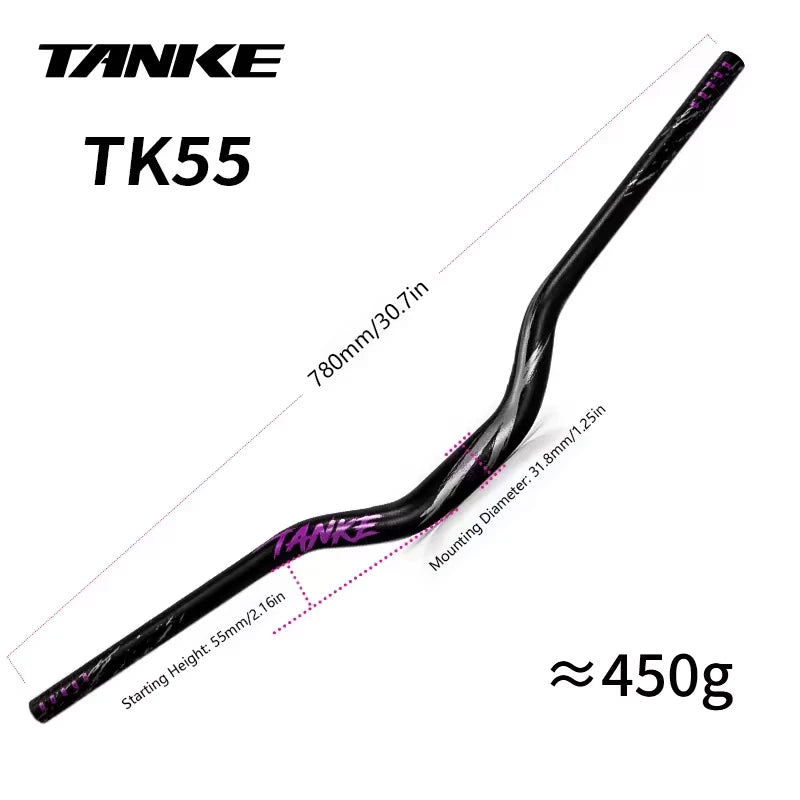 High Rise Handlebar 780mm Wide 55mm Rise 31.8mm Stem E Bike MTB Jump Bike Purple