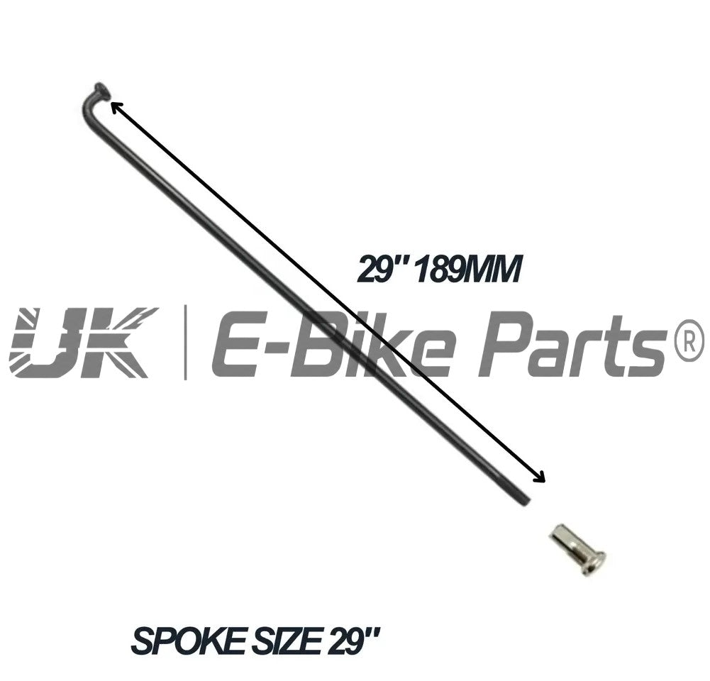 2.6mm 12G Spokes & Nipples Front Rear E Bike Wheel Motor All Rim Types Black 6 Pack