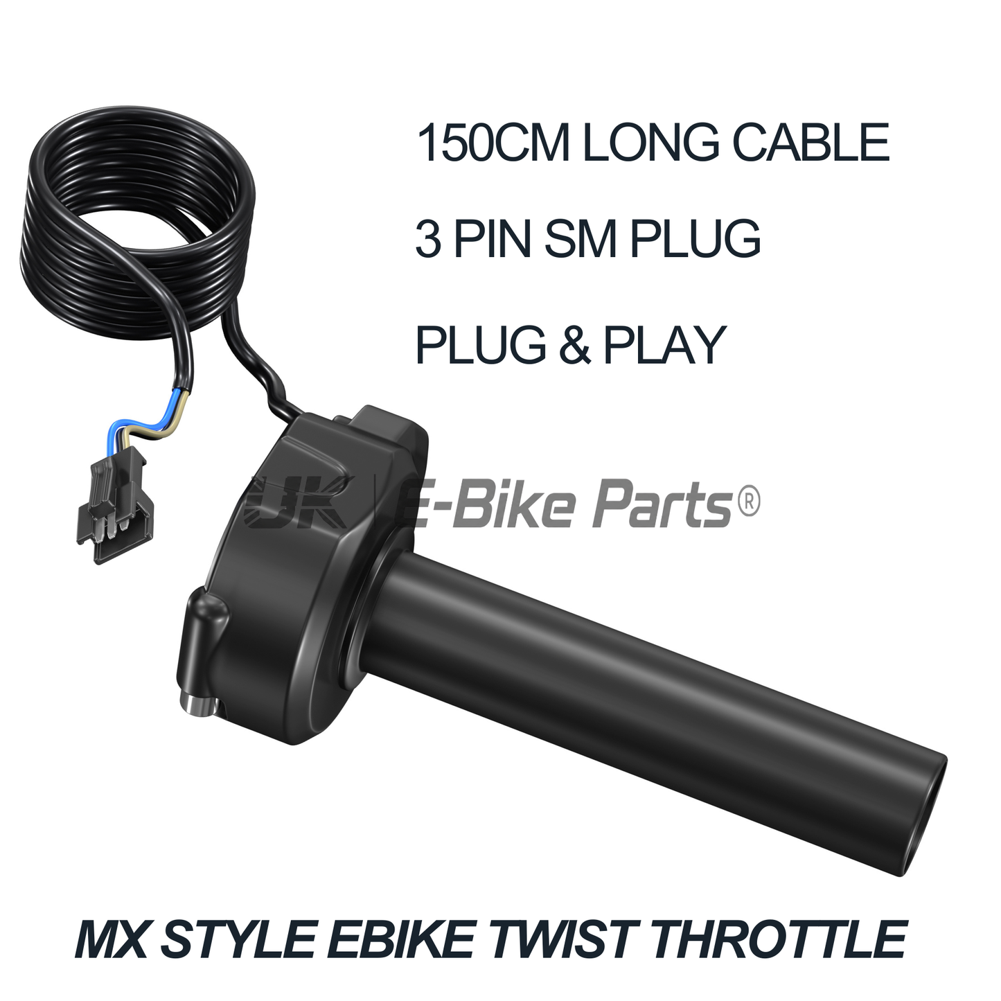 SurRon Style E-Bike Twist Throttle with Protaper Waffle Grips – All Colours – 3 Pin SM JST Plug – Compatible with Sabvoton, Far Driver, DC MOTO, KT Controllers – UK Stock