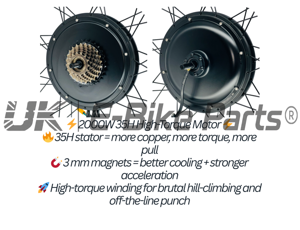 2000W E-Bike Conversion Kit Rear Wheel 50A Controller UKC1 Display 48V 52V Battery Cassette or Freewheel