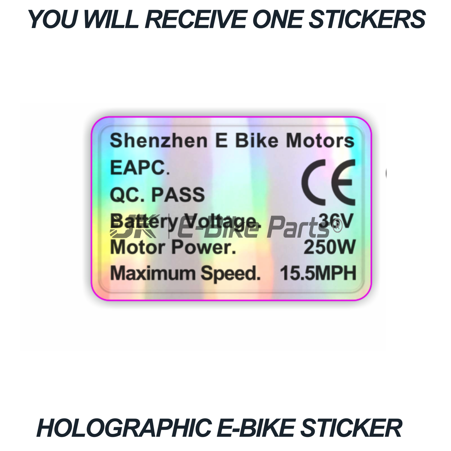 36V 250W UK Legal EBike Sticker Holographic Hub Mid-Drive Kits OEM Decal EAPC