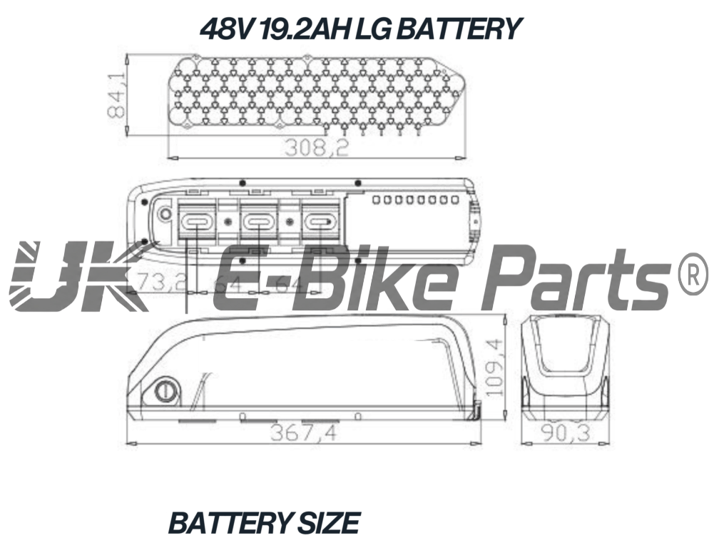 48V 19.2Ah LG E-Bike Battery, 3 Slot Hailong Base, Grade A 21700 Cells, 30A BMS, for 250W–1000W Electric Bike Motors, Fast UK Stock