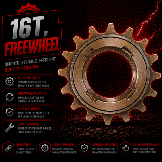 16T Single Speed Freewheel, Suits Shimano ATX, E Bike Hub Motor 250W-1000W-1500W-2000W-3000W-5000W