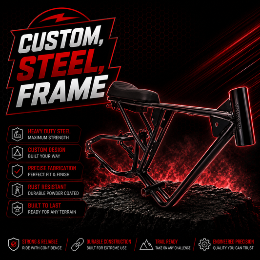 Custom Steel Fat E Bike Frame Full Suspension 20 Inch x 4 Inch Wheels Super 73