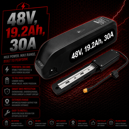48V 19.2Ah LG E-Bike Battery, 3 Slot Hailong Base, Grade A 21700 Cells, 30A BMS, for 250W–1000W Electric Bike Motors, Fast UK Stock