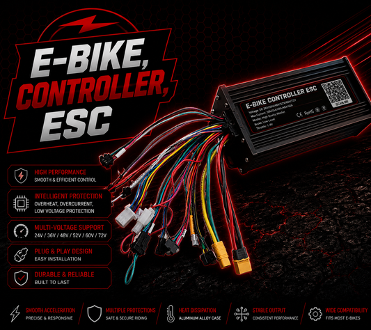 Sine Wave E Bike Controller ESC In Black 1000W 2000W 3000W 45 Amp Suits 48V 52V 60V 72V Batteries