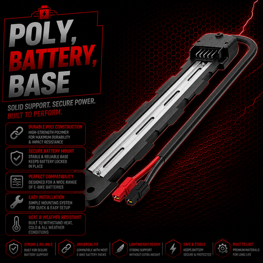 Ebike Poly Battery Base 5 Pin 4 Slot Holder | 30A Fuse & Anderson Connector | Replacement Mount for Electric Bicycle Battery Pack