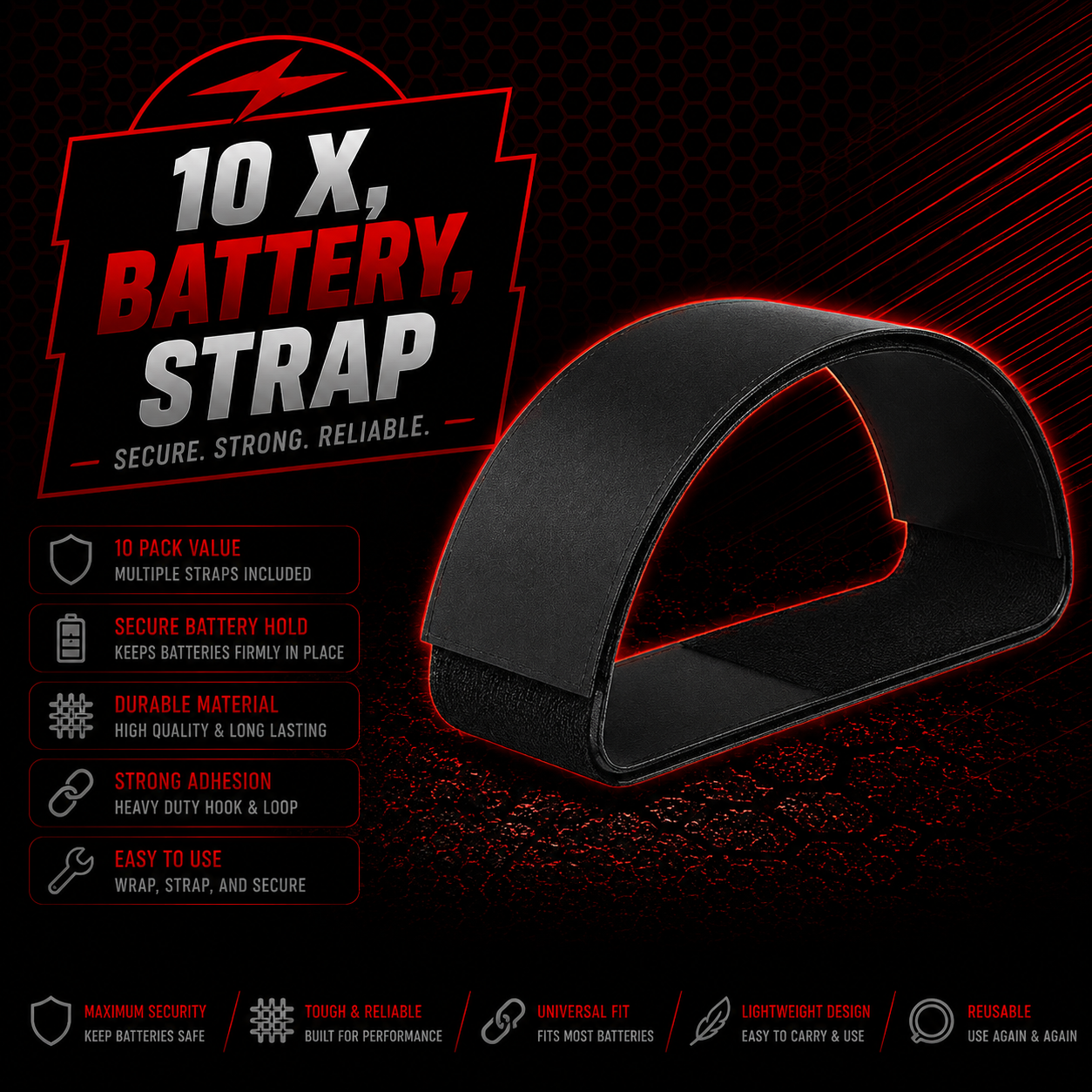 10 X Triangle E Bike Battery Strap Replacement Lithium Ebike Battery 750W-3300W