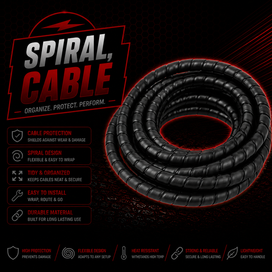 E Bike Spiral Cable Wrap Cable Tidy Management 6 to 15mm Cable 1 Meter Lengths