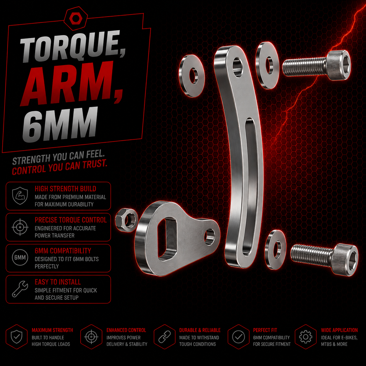 Heavy Duty Universal Torque Arm 6mm Thick Stainless Steel M12 M14 Axle Fitment