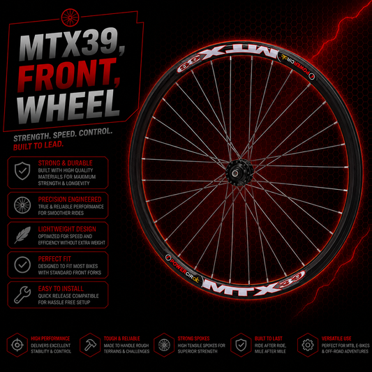 MTX 39 Front Wheel E Bike 20″ 24″ 26″ 27.5″ 29″ Thru Axle QR 110mm 100mm Dropout