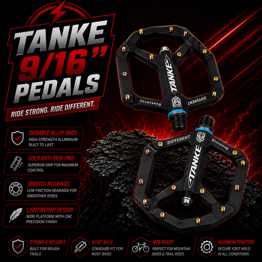 TANKE MTB Bike Pedals Flat Sealed Bearing 9/16″ Aluminium Alloy Bicycle Pedals