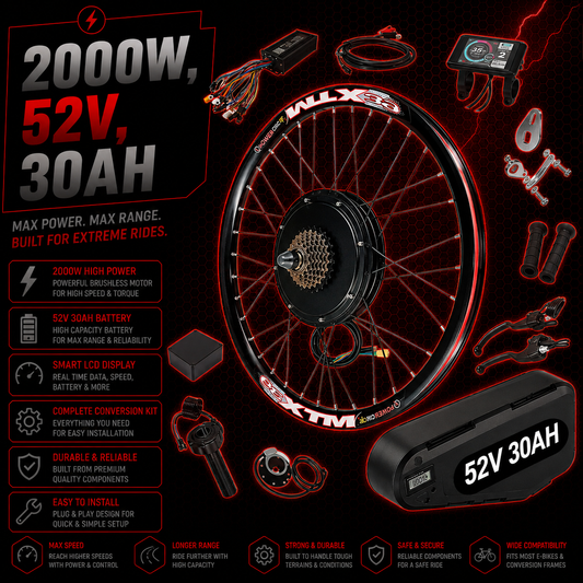 The Ultimate Electric 2000W 52V 30AH Rear Wheel EBike Conversion Kit Original MTX39 Rim High Torque Motor