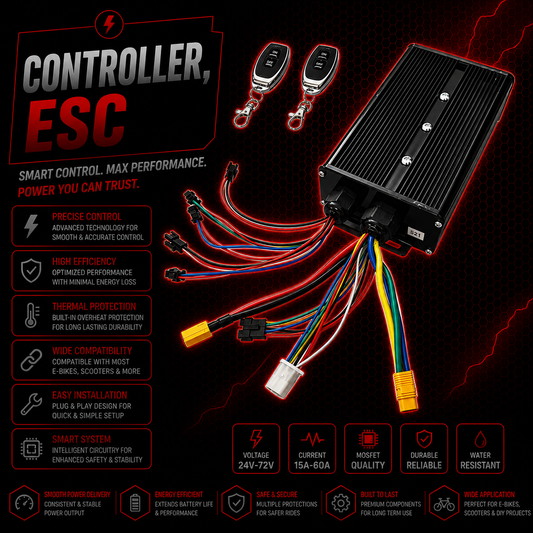 Sine Wave E Bike Controller ESC In Black 1000W 2000W 3000W 45 Amp Suits 48V 52V 60V 72V Batteries