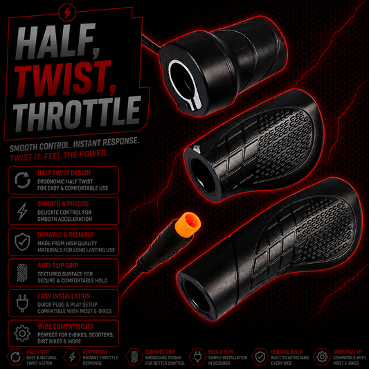 Half Twist Throttle Electric Ebike Right Hand 3 Pin E Bike Grip Twist Throttle