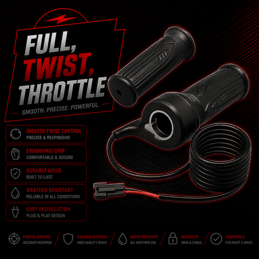 Full Twist Throttle Electric Scooter E Bike Right Hand SM Plug 12V to 72V 22mm