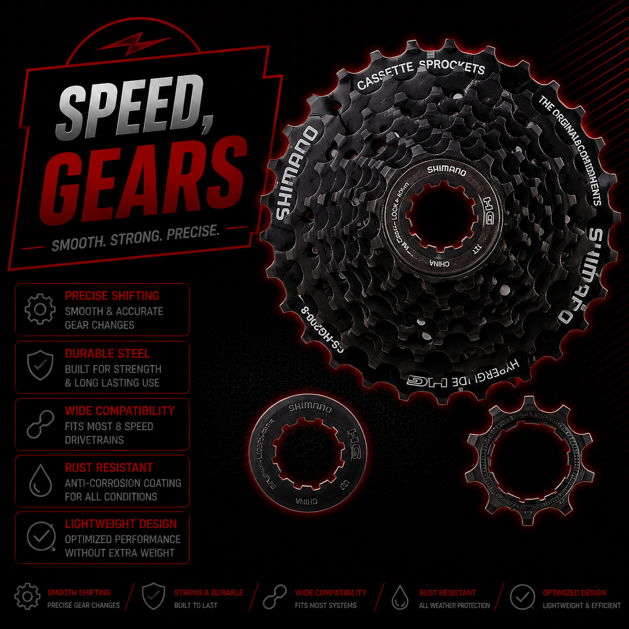 HG Shimano ATX 7\8\9\10 Speed Cassette Gears for MTB Bike E Bike Black/Silver