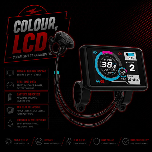 UKC1 E Bike Full Colour LCD Display 36V 48V 52V 60V 72V Mode Sinewave Squarewave