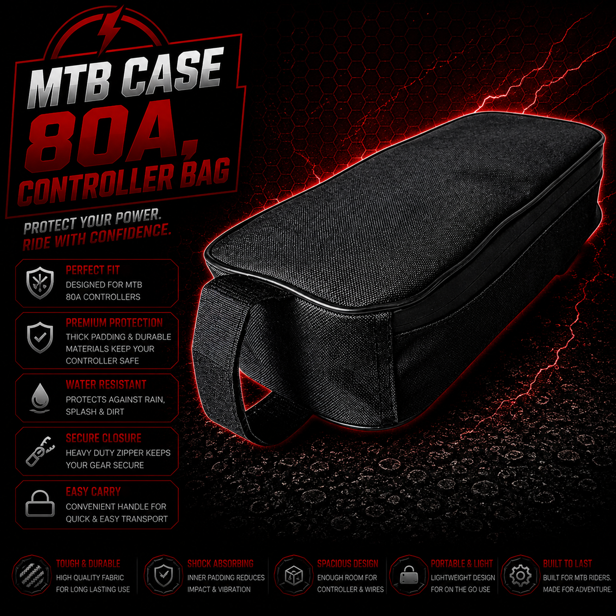 Extra Large E Bike Controller Bag Electric Cover Waterproof MTB Case 80A