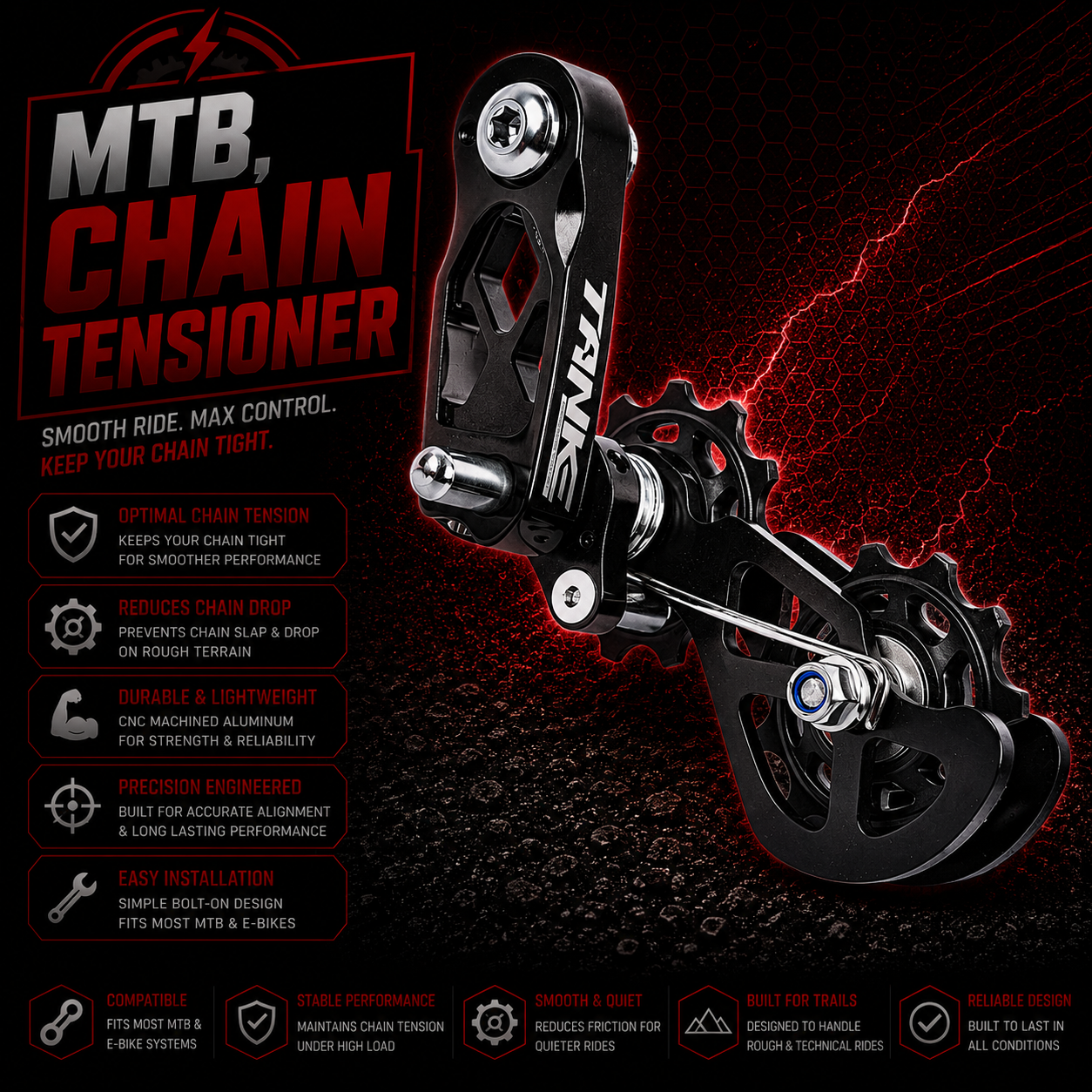 MTB Single Speed Chain Tensioner High Quality, Durable, E Bike Jump Bike CYC