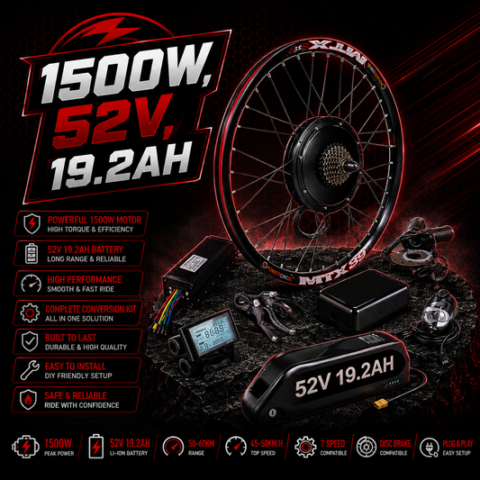 1500W E-Bike Conversion Kit LG 52V 19.2AH Battery SW900 Display Original MTX39 Rim Rear Wheel 7 Speed