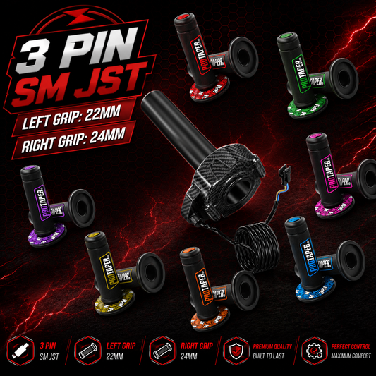 Carbon SurRon E Bike Full Twist Throttle Grips All Colours 3 Pin SM JST Plug