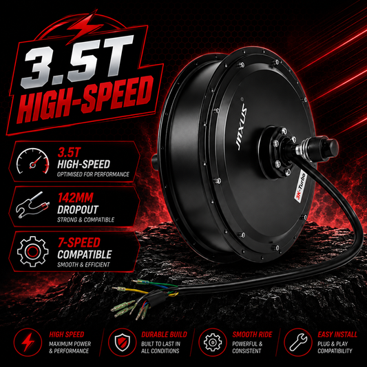 3000W Rear Hub Motor Wheel | 3.5T High-Speed | 48V 52V 60V 72V | V3 Aluminium Stator | 142mm Dropout | 7-Speed Freewheel Compatible