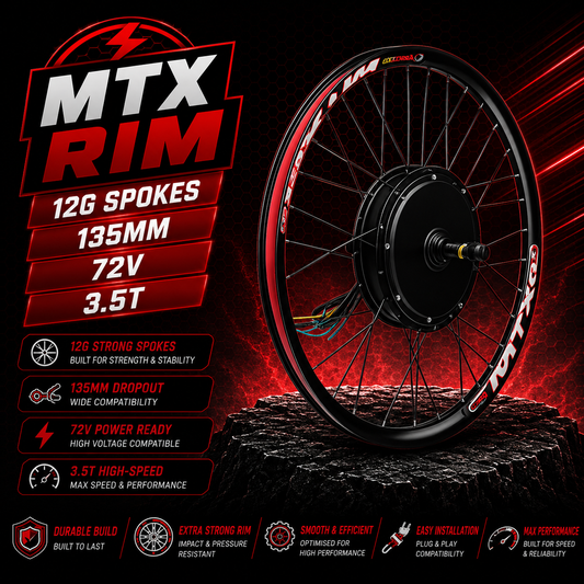 3000W Motor MTX Rim 12G Spokes 135mm 72V 3.5T 45H Magnets XT150