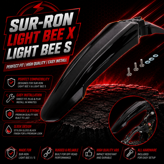 Gloss Black Front Fender Mudguard For Sur Ron Light Bee X S Electric Bike DNM
