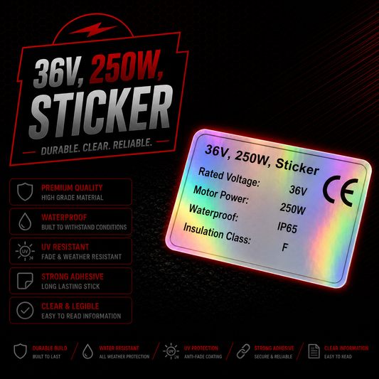 36V 250W UK Legal EBike Sticker Holographic Hub Mid-Drive Kits OEM Decal EAPC