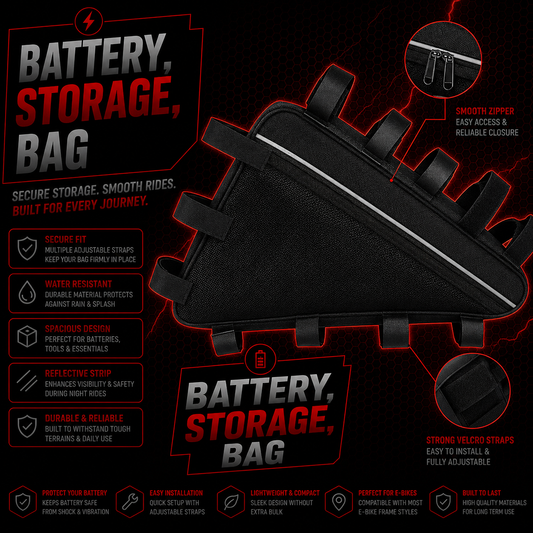 Ebike Triangle Battery Storage Bag 36V 48V 52V 60V 72V Small Medium Large Water Resistant High Quality Oxford Cloth