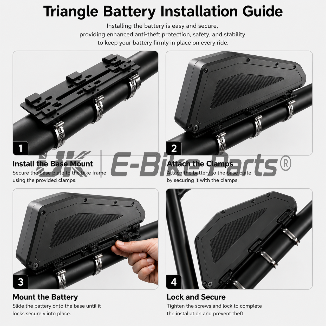 52V Triangle Downtube Electric Bike Battery 25Ah LG MLT Cells 250W-3000W UKCA