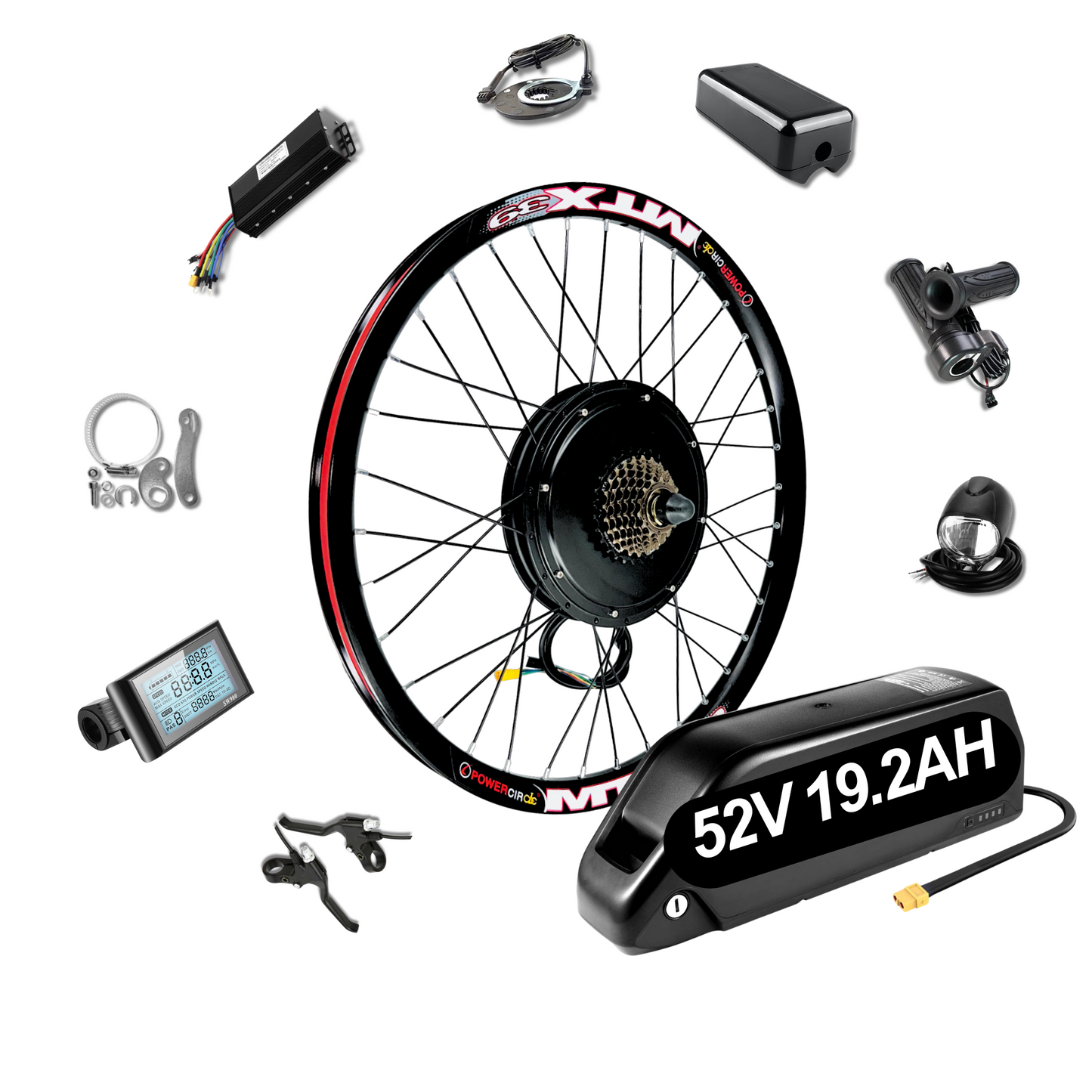 1500W E-Bike Conversion Kit LG 52V 19.2AH Battery SW900 Display Original MTX39 Rim Rear Wheel 7 Speed