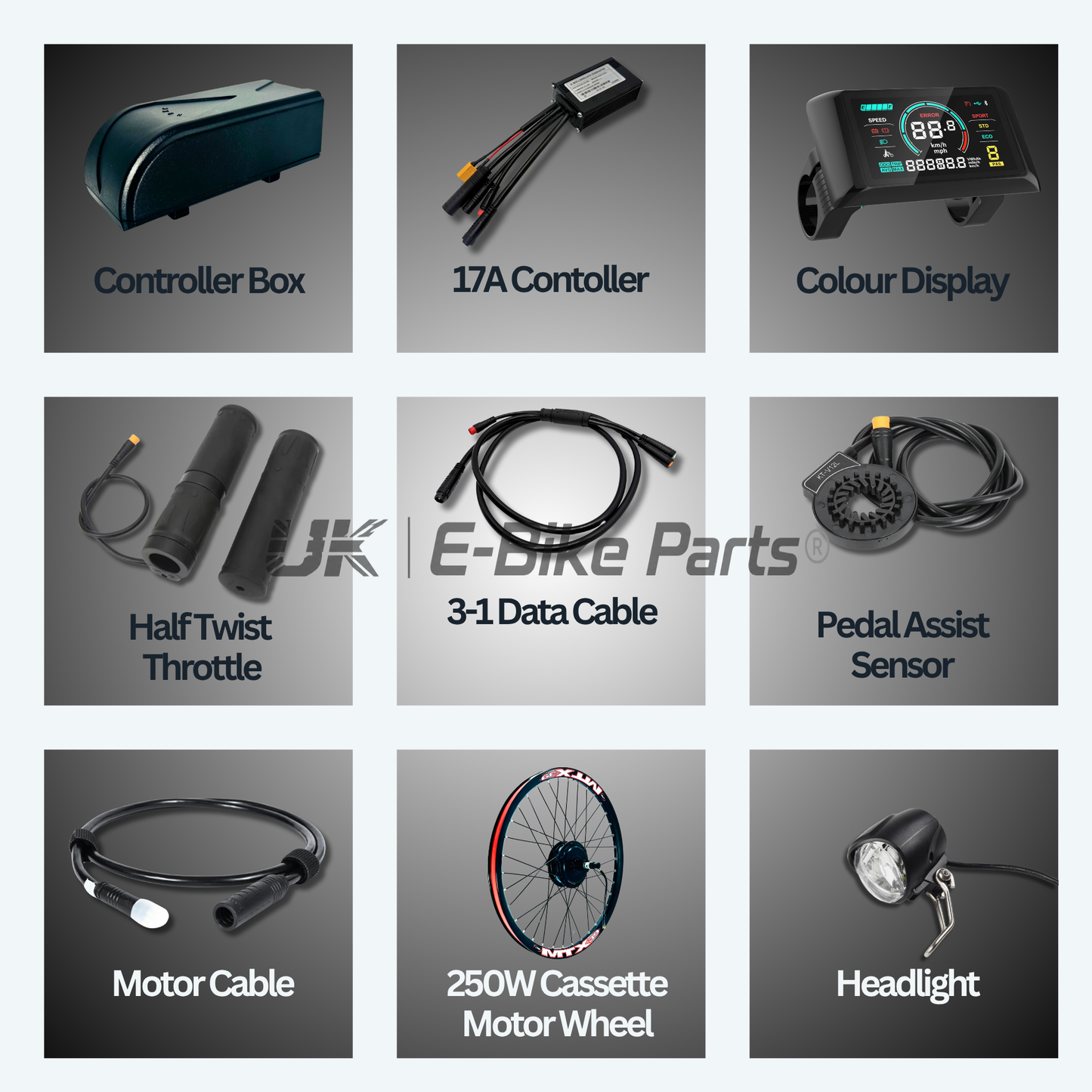 Ultimate MTX 250W E Bike Conversion Kit Cassette 7-11 Speed Rear Wheel LG 36V 10.5AH | 7AH | 48V