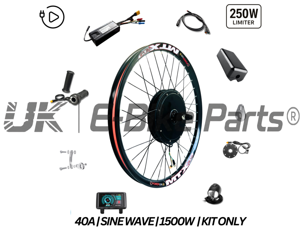 1500W E-Bike Conversion Kit 48V Cassette Rear Wheel 48V 24.5Ah Battery, Colour Display, MTX39 Rim, Fits 1–11 Speed Cassettes | High-Torque Electric Bike Kit