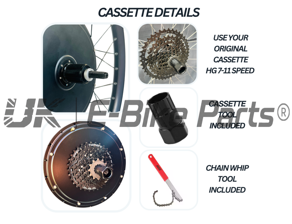 2000W E-Bike Conversion Kit Rear Wheel 50A Controller UKC1 Display 48V 52V Battery Cassette or Freewheel