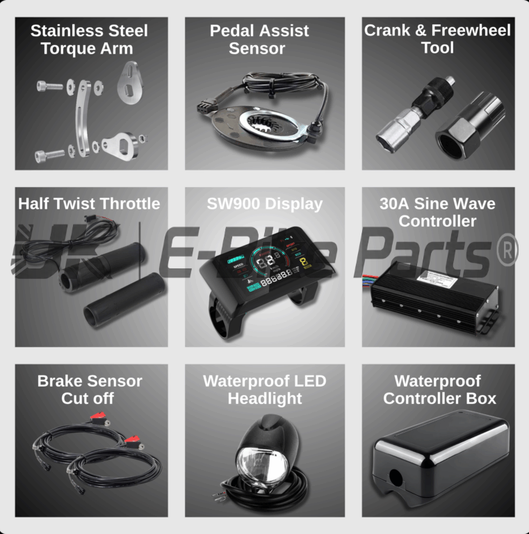 48V 1000W / 250W Electric Bike Conversion Kit – MTX Rear Wheel & Battery – 7-11 Speed Cassette – 26″ 27.5″ 29″ E-Bike Upgrade