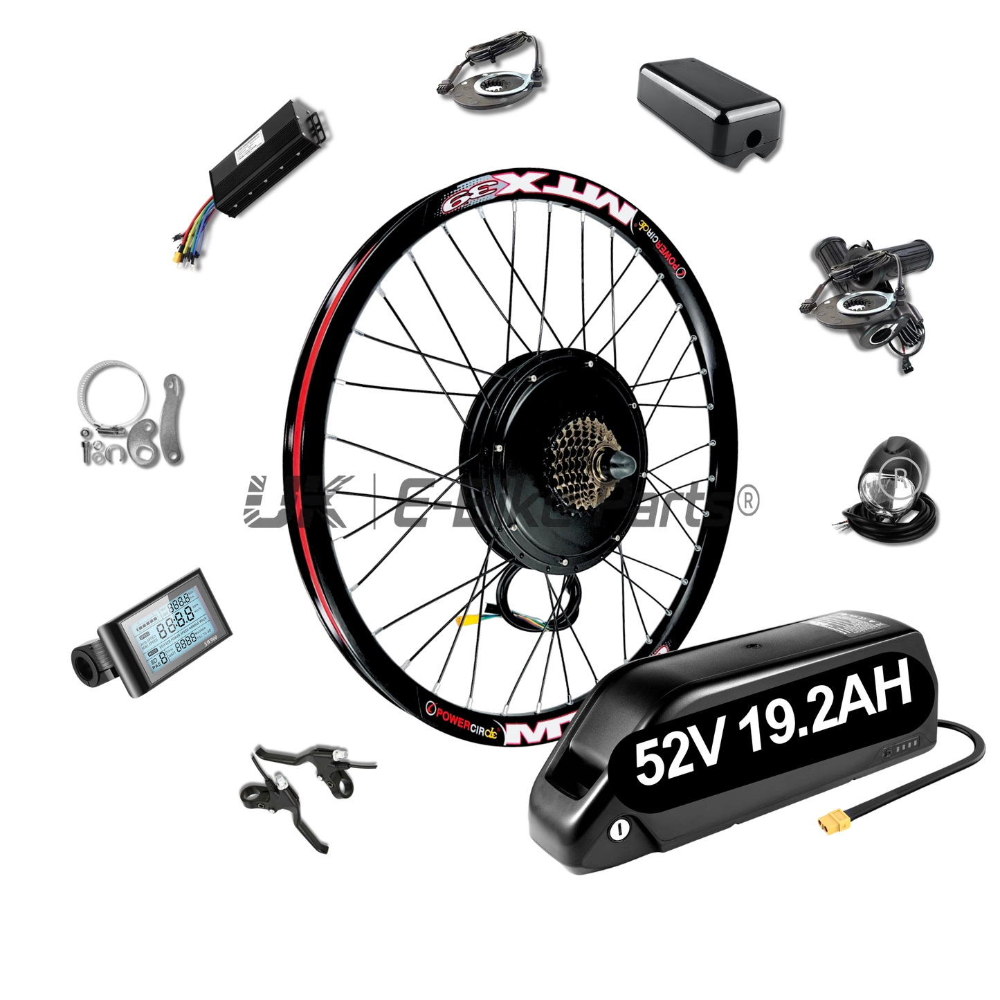 1500W E-Bike Conversion Kit LG 52V 19.2AH Battery SW900 Display Original MTX39 Rim Rear Wheel 7 Speed