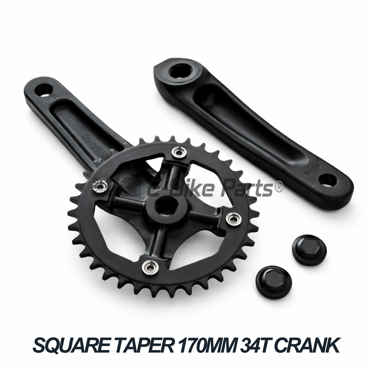Square Taper Crank Set 170mm 34T 104BCD Aluminium Black MTB E-Bike