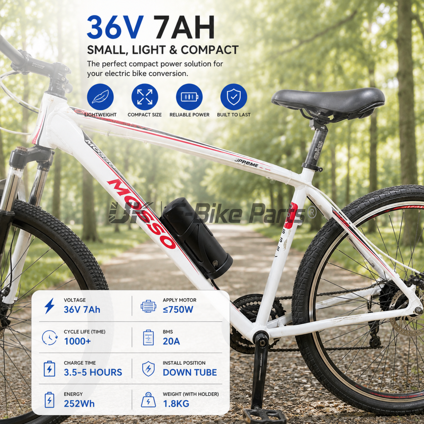 Ultimate MTX 250W E Bike Conversion Kit Cassette 7-11 Speed Rear Wheel LG 36V 10.5AH | 7AH | 48V