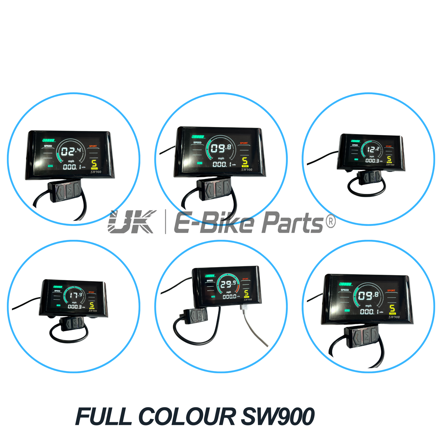 Full Colour EBike Display SW900 36V-72V USB Port Electric Bicycle Screen Panel