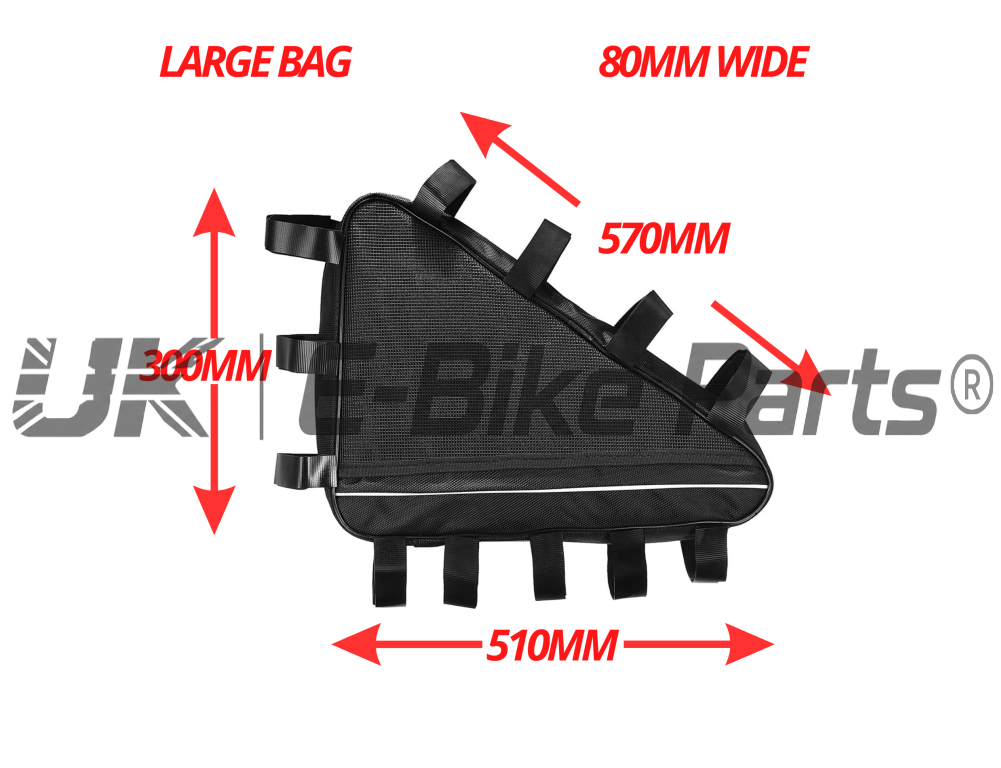 Ebike Triangle Battery Storage Bag 36V 48V 52V 60V 72V Small Medium Large Water Resistant High Quality Oxford Cloth