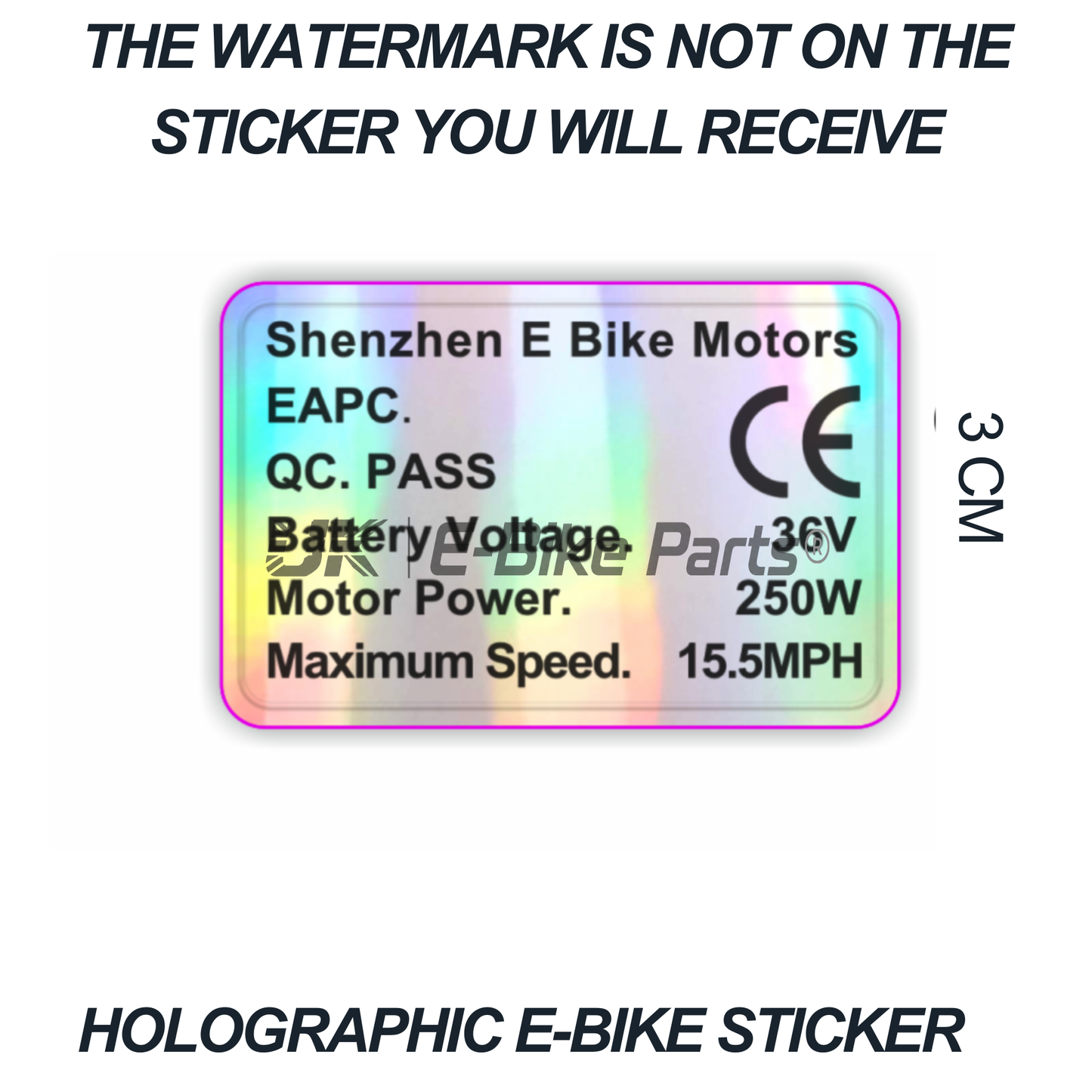 36V 250W UK Legal EBike Sticker Holographic Hub Mid-Drive Kits OEM Decal EAPC