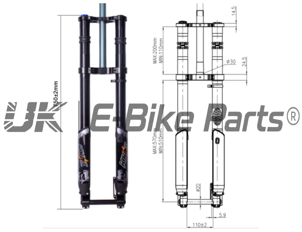 KKE Suspension Forks 26 27.5 29 Inch – 110mm x 20mm Axle, MTB, E-Bike, Enduro, Downhill, Stealth Bomber