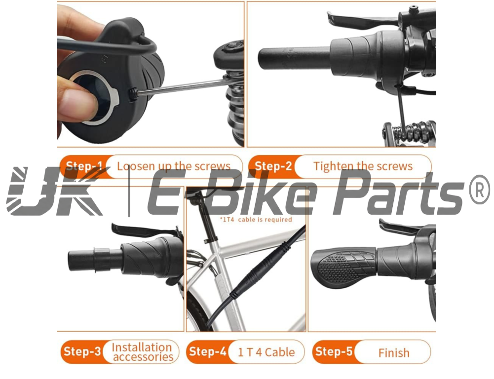 Half Twist Throttle Electric Ebike Right Hand 3 Pin E Bike Grip Twist Throttle