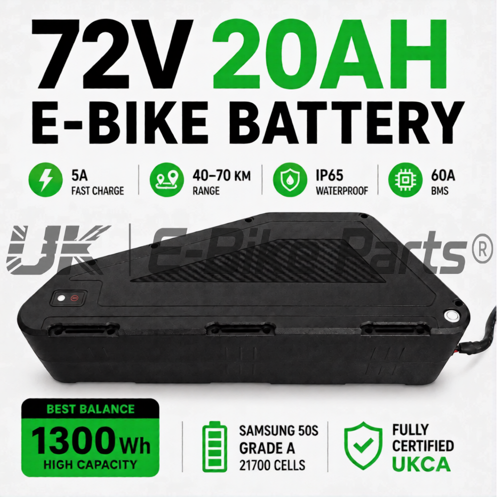 72V Triangle Down Tube Electric Bike Battery 20Ah Samsung Cells 50S 3000W UKCA