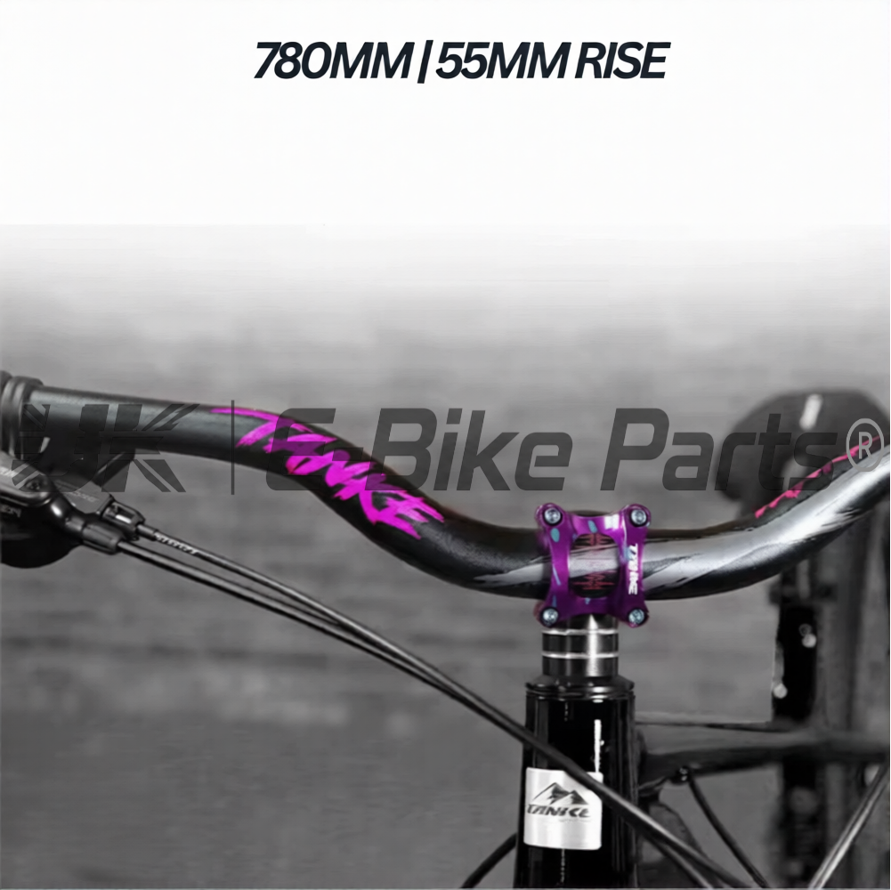 High Rise Handlebar 780mm Wide 55mm Rise 31.8mm Stem E Bike MTB Jump Bike Purple
